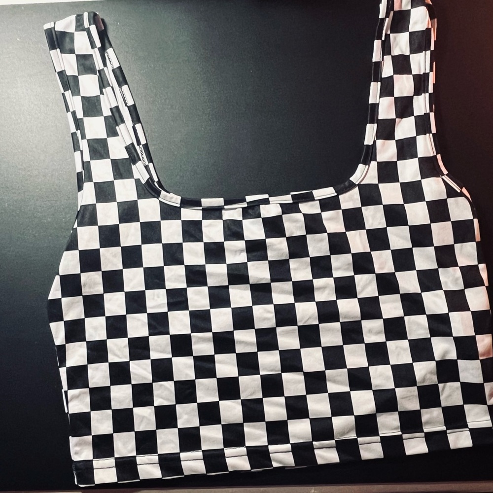 SHEIN Checkered Print Crop Top-M
